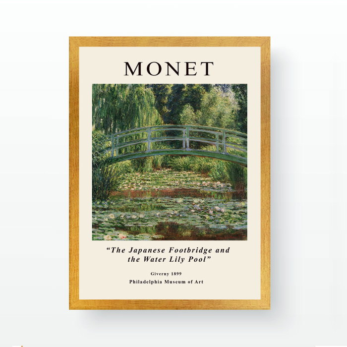 Wallity Cuadro Decorativo de Claude Monet Pasarela Japonesa y Estanque de Nenúfares 35 x 45 cm